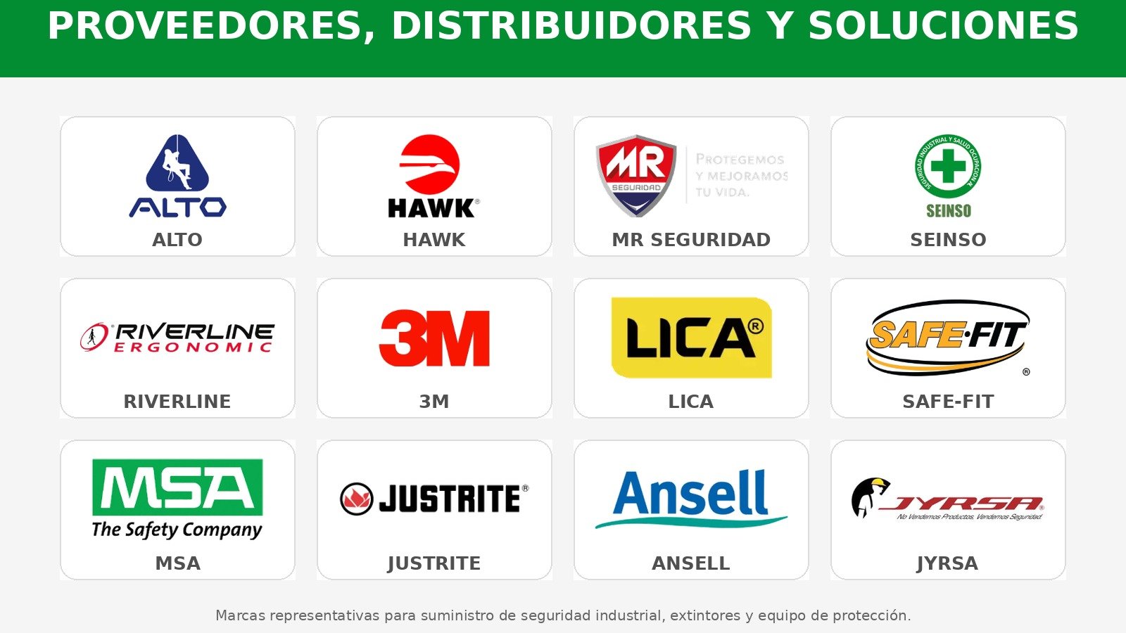 Proveedores de equipo de seguridad industrial